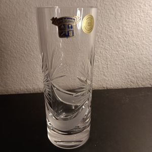 STUNNING NEW Bohemian Cut Crystal 7" Tall Tumbler Made in Czech Republic.